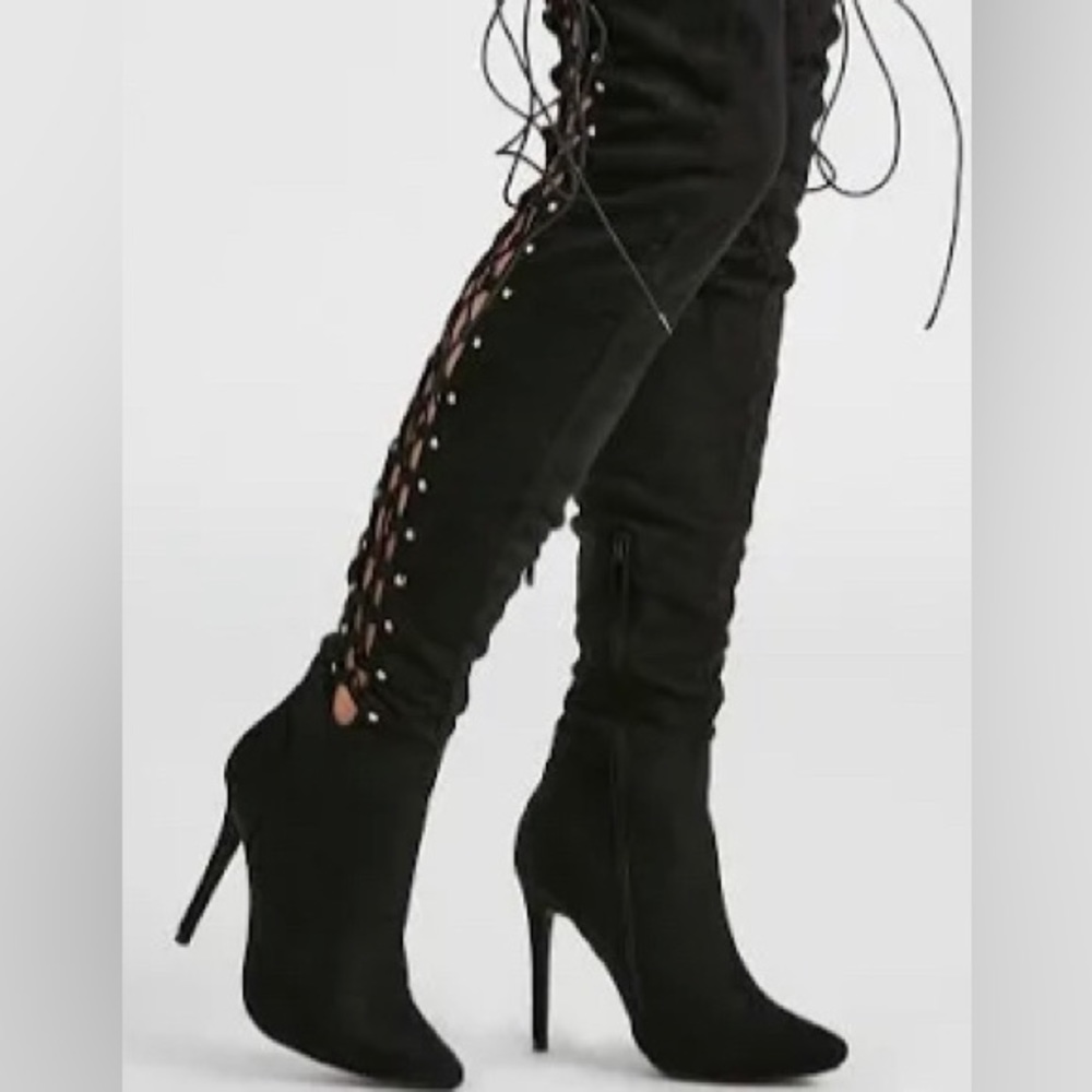Windsor lace up knee high boots